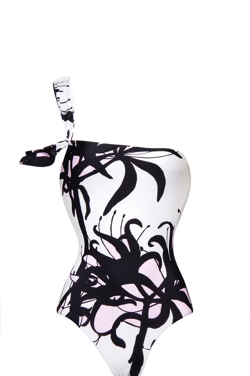 Chinese Ink Print One Piece Swimsuit Set-ROVOLE