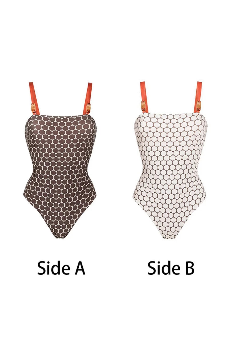 Luxury Reversible Swimsuit with Hermes-Inspired Print-ROVOLE