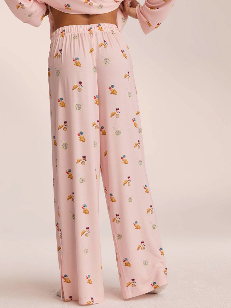 Food Print Pajama Set - Dusty Pink-Massicos