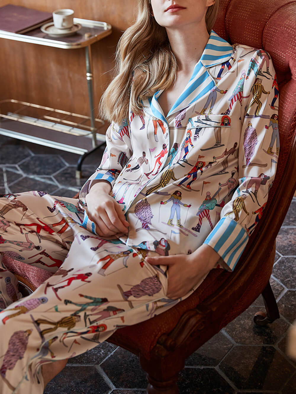 Ski Sports Print Pajama Set-Massicos