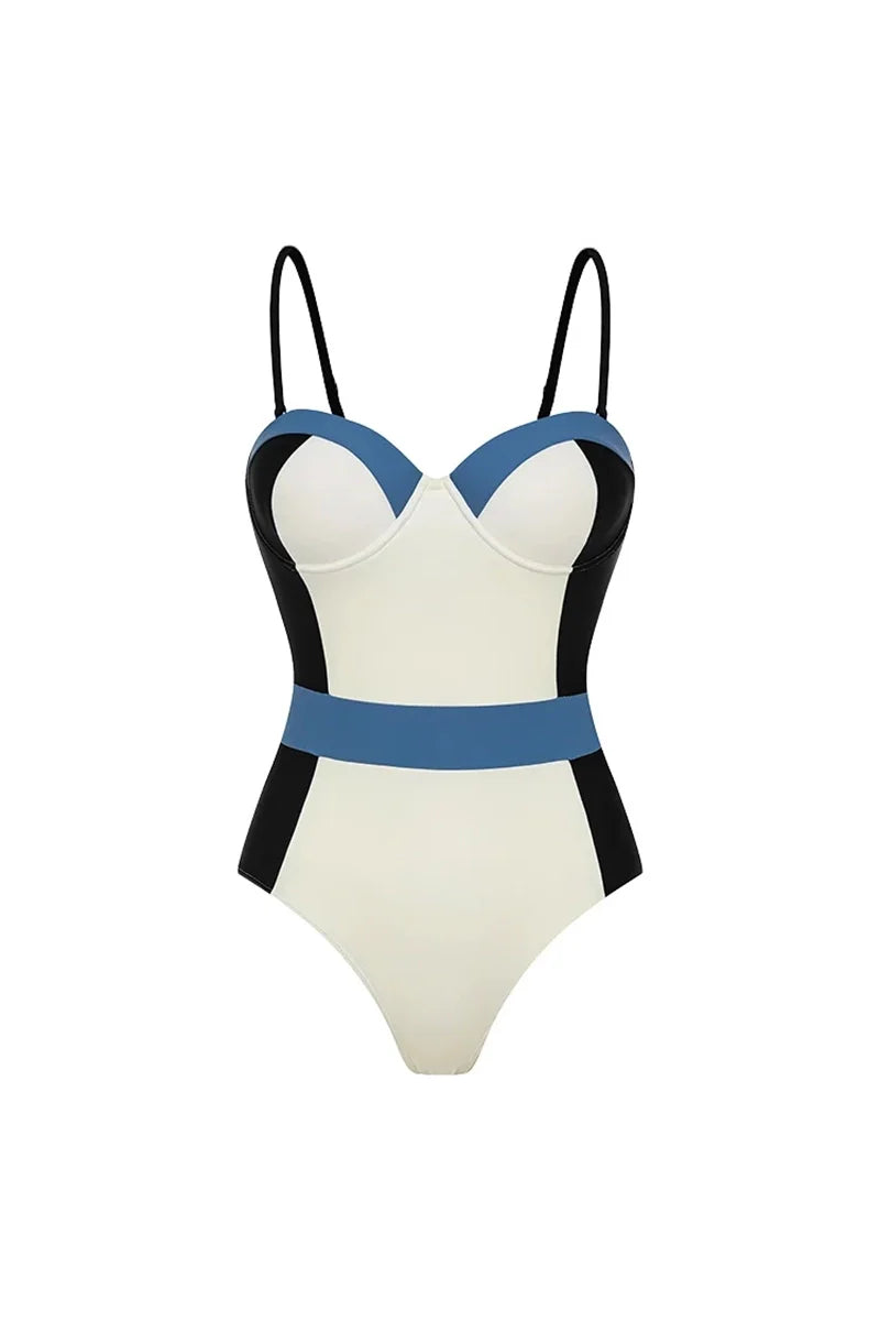 Colorblock Structured One Piece Swimsuit-ROVOLE