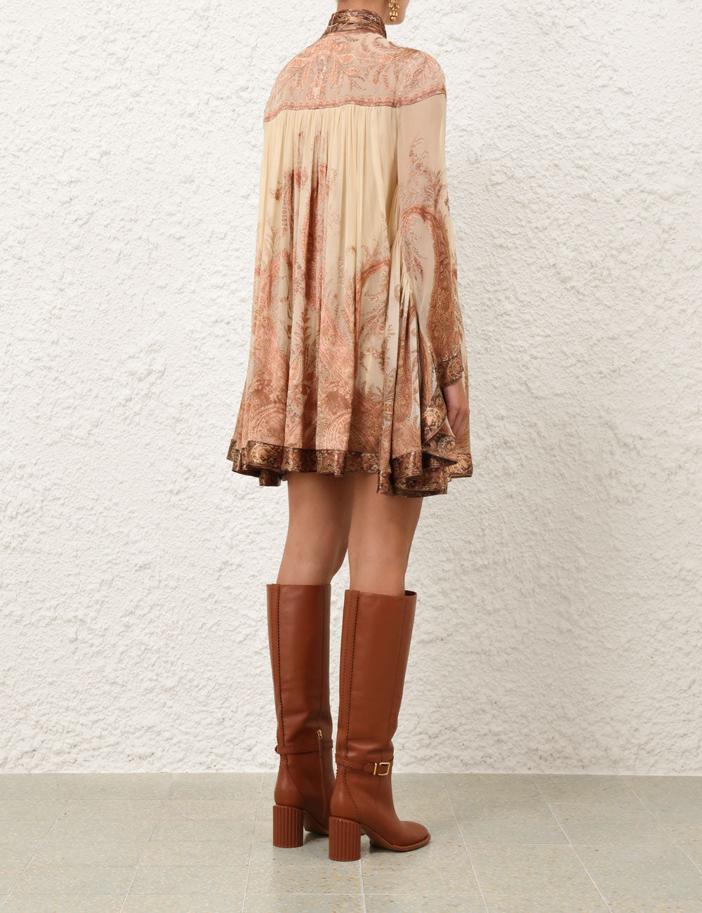 Paisley Dolman Sleeve Mini Dress-Massicos