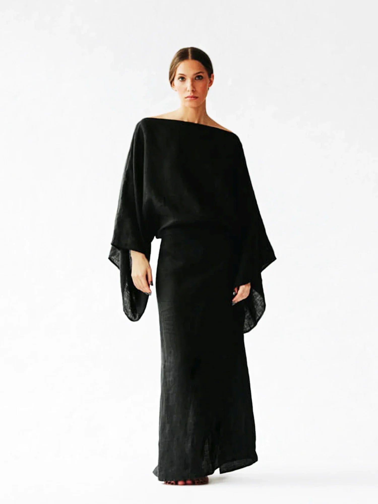 Crimson Linen Breeze Kimono Dress-Massicos