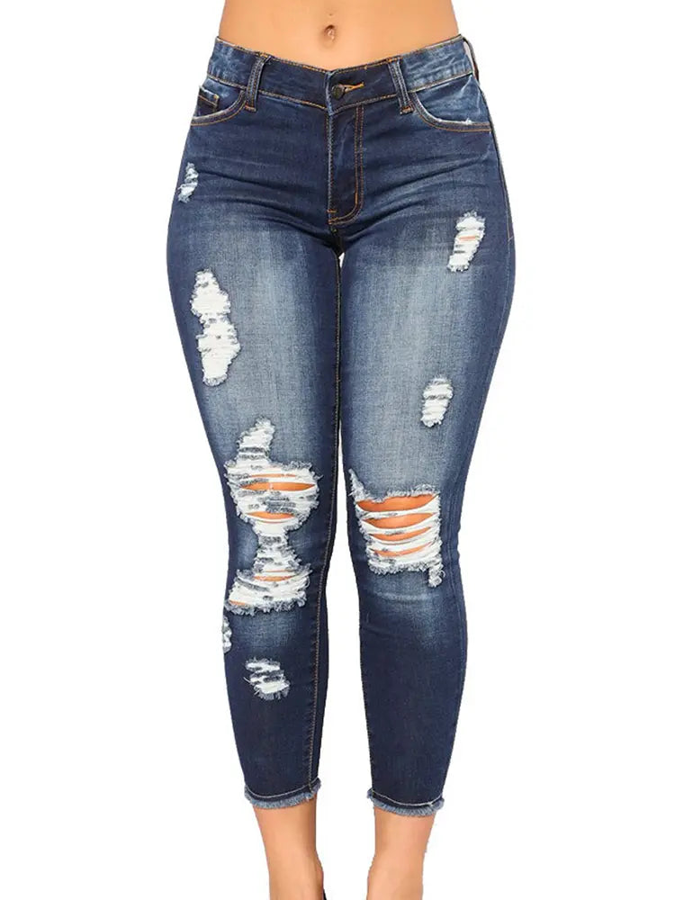High-Waisted Stretch Skinny Jeans-Massicos