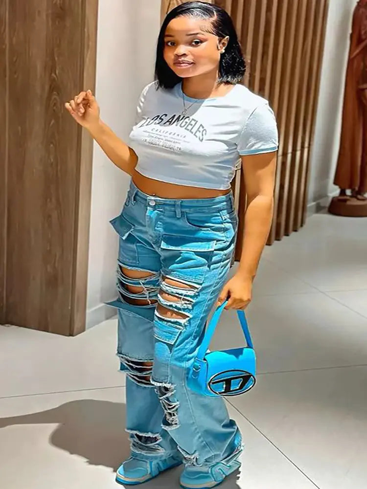 Edgy High-Waist Denim-Massicos