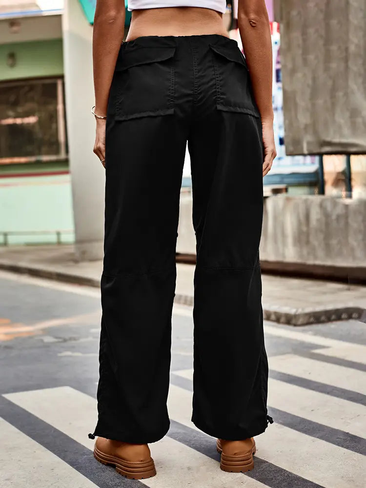 Loose-Fit Drawstring Waist Cargo Joggers-Massicos
