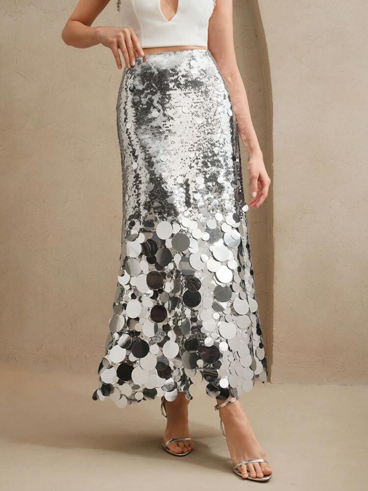 sequined long skirt-Massicos