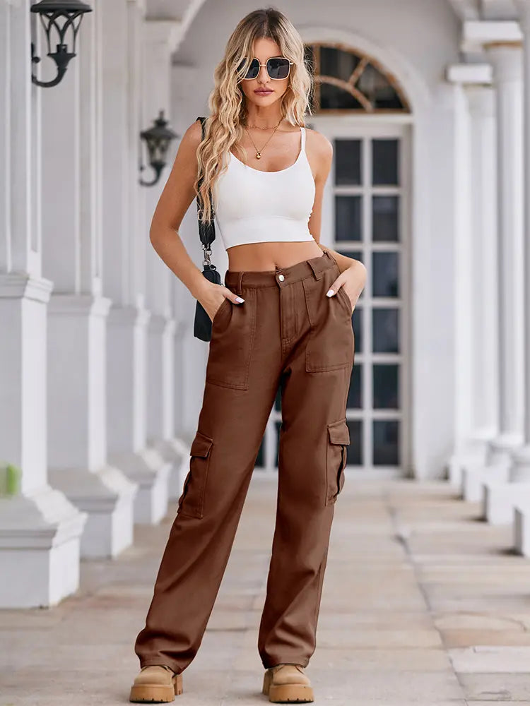 Spring Wash Denim Drawstring Cargo Pants-Massicos
