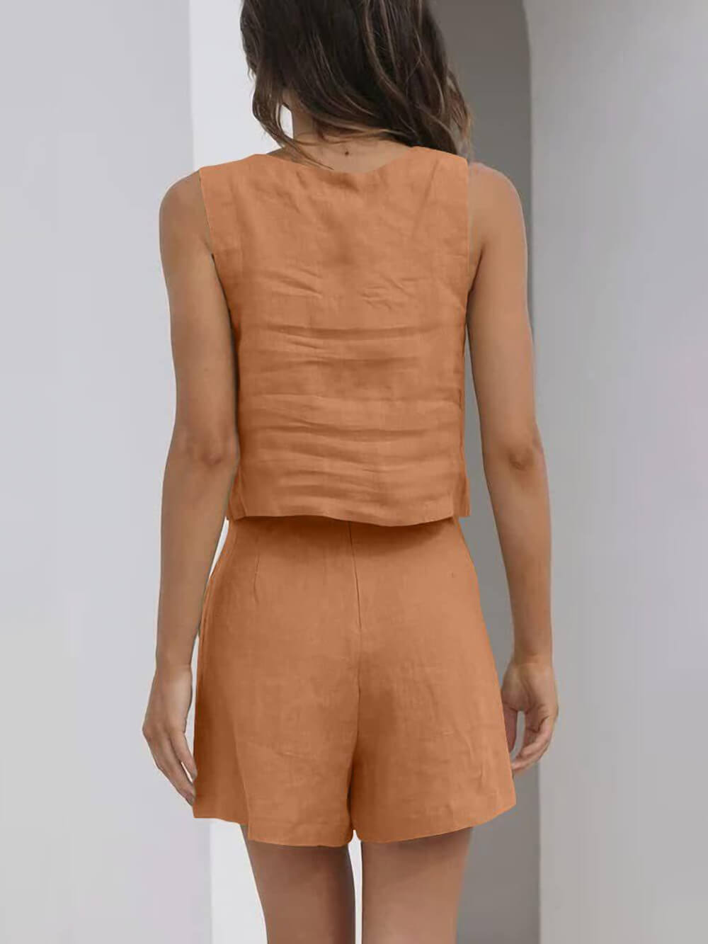 Summer Refreshing Sleeveless Vest Top Shorts Set-Massicos