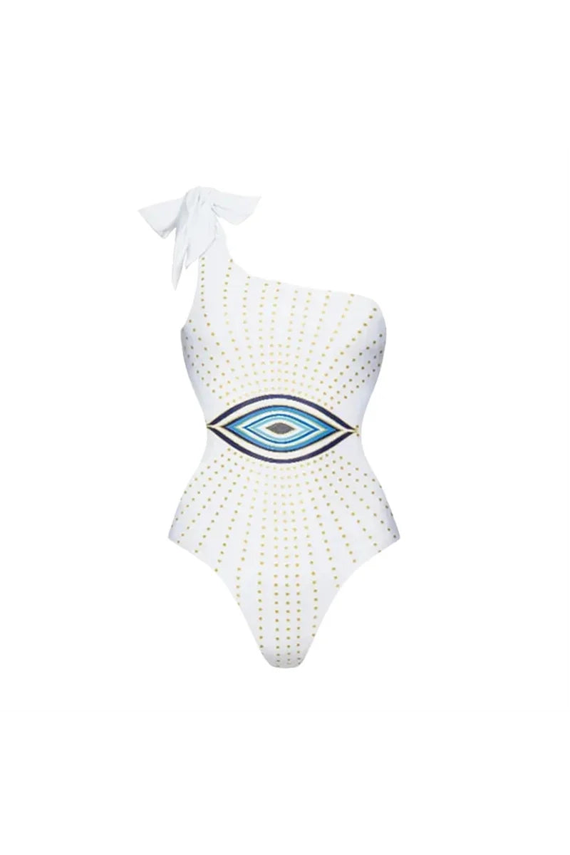 Evil Eye Print One-Piece Swimsuit-ROVOLE