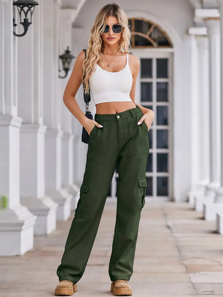 Spring Wash Denim Drawstring Cargo Pants-Massicos