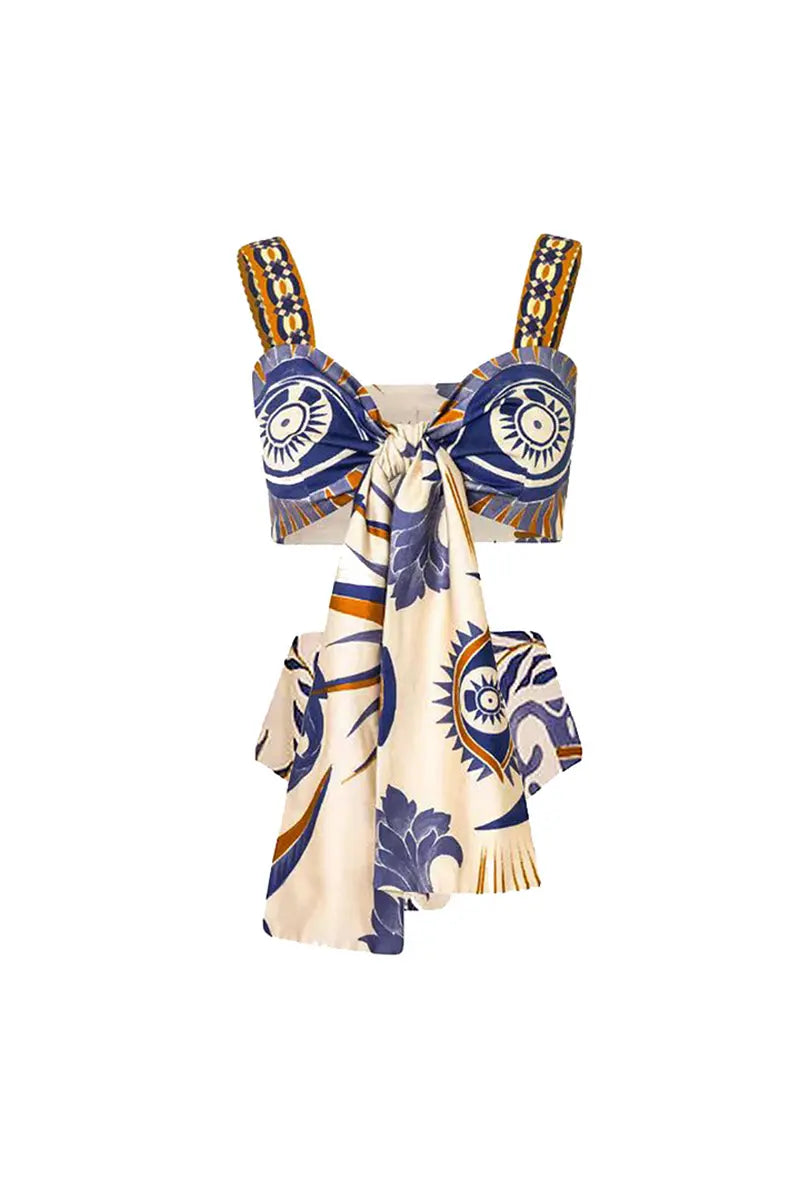 Boho Print Tie-Up Bikini Set-ROVOLE