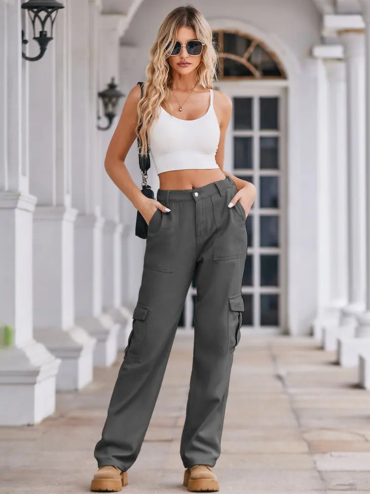 Spring Wash Denim Drawstring Cargo Pants-Massicos