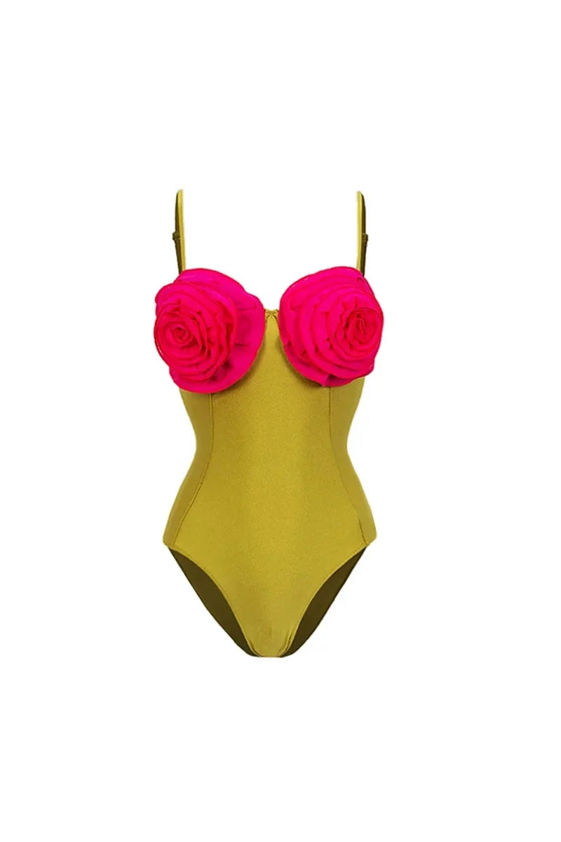 Floral Decor One-Piece Swimsuit-ROVOLE