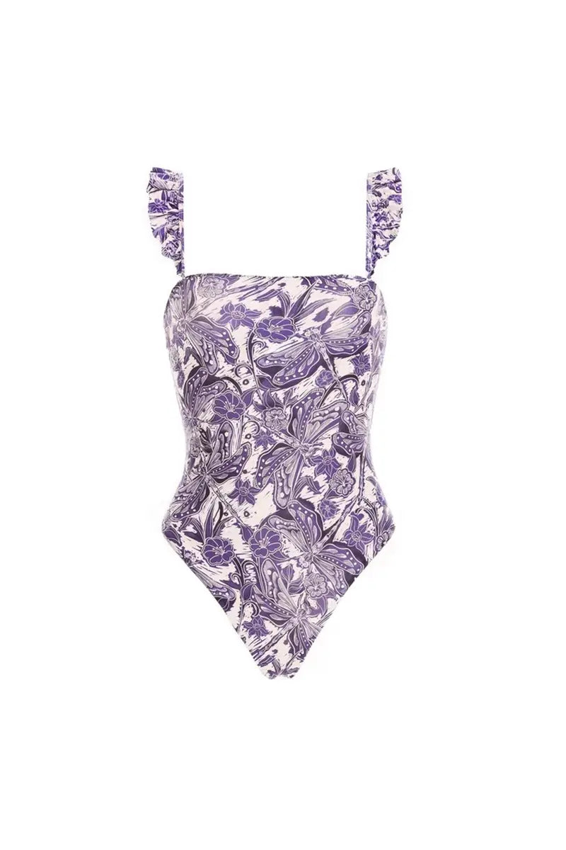 Dragonfly Ruffle Bikini Swimsuit Set-ROVOLE