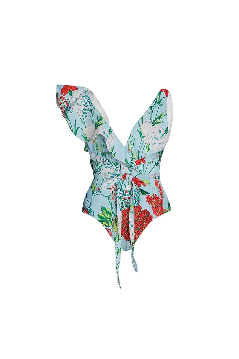 Lace Trim Tie-Up French Style Bikini Set-ROVOLE