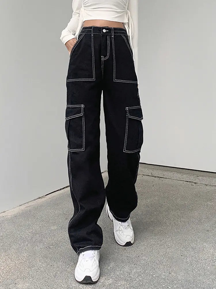 Versatile Elastic Denim Work Pants-Massicos