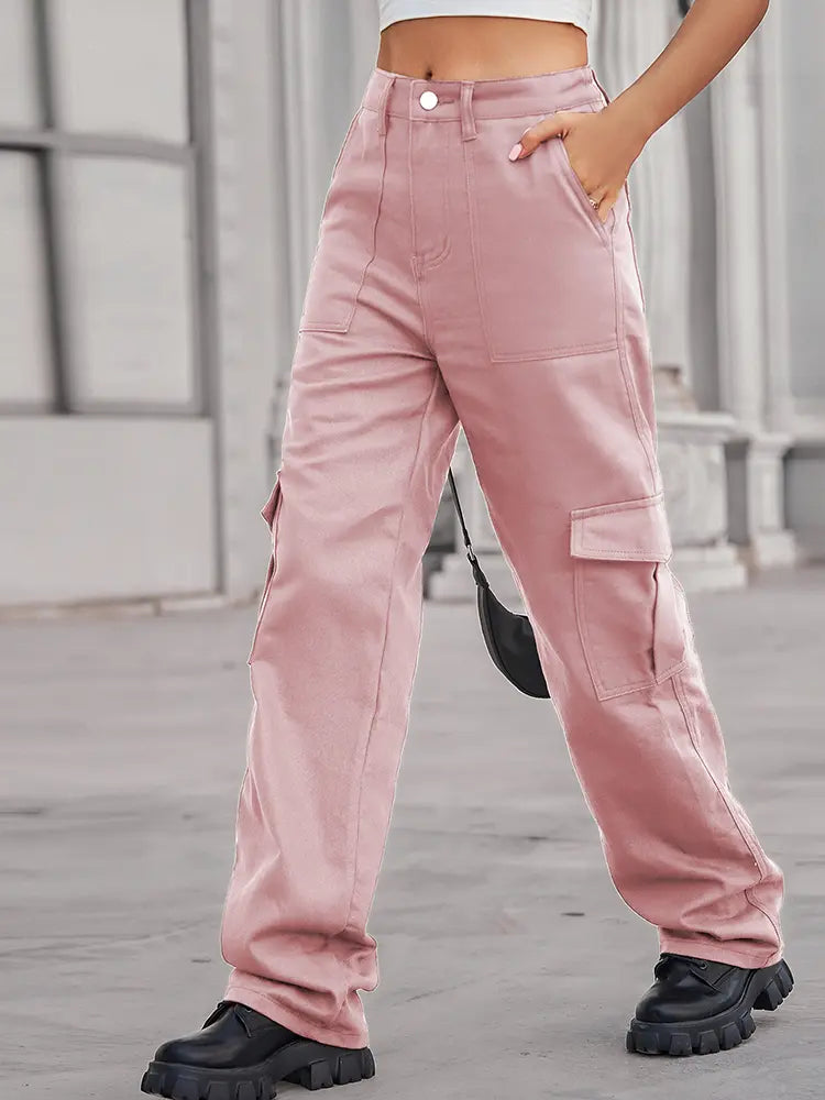 Elastic Waist Utility Denim Pants-Massicos