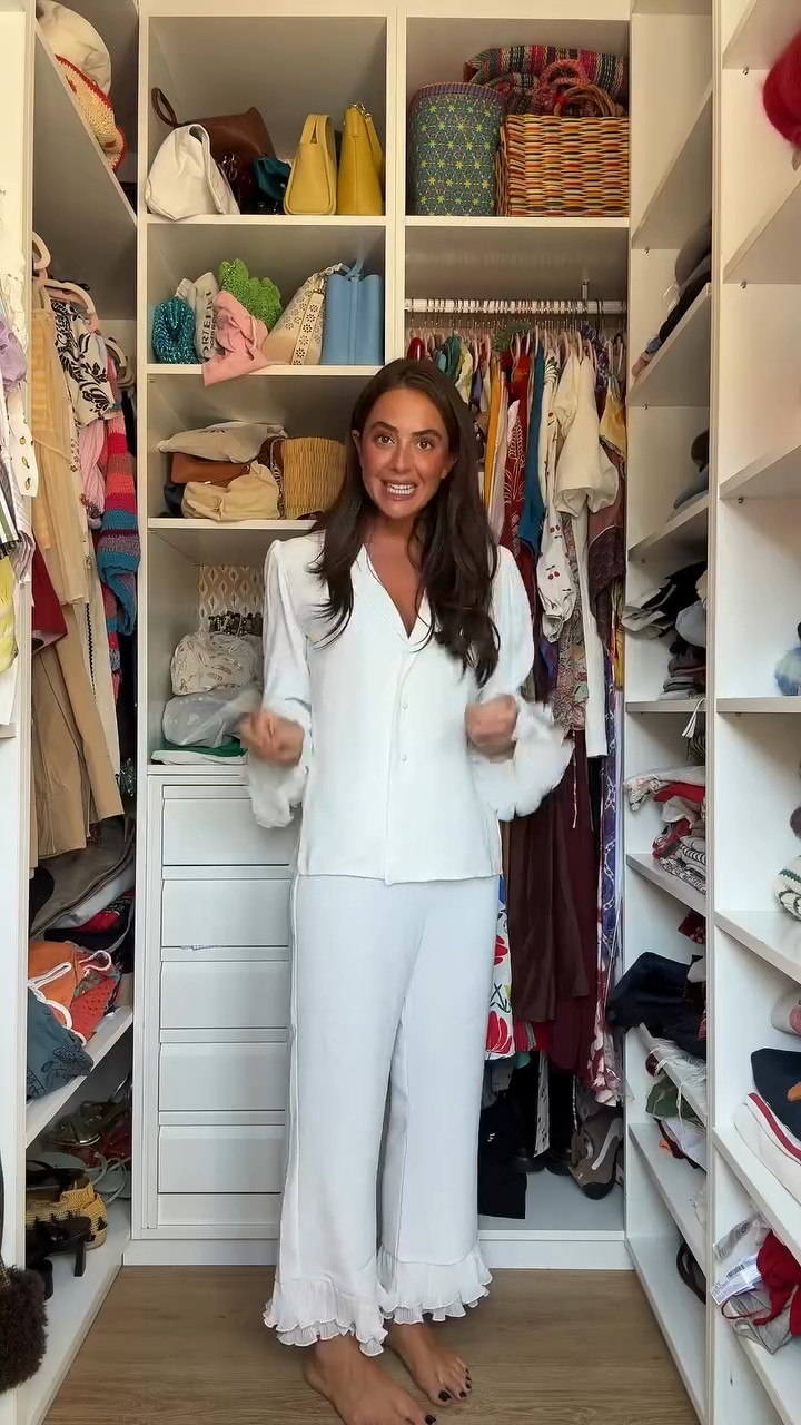 White Ruffle Sleeve Pajama Set-Massicos