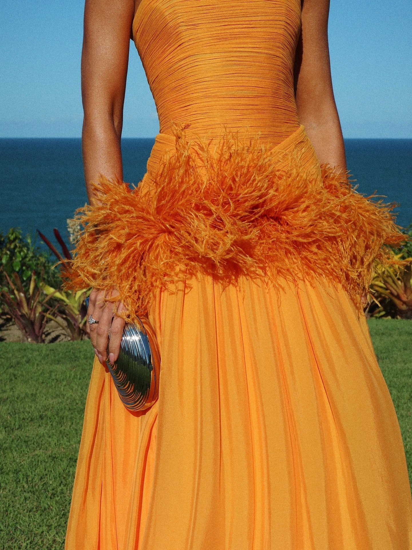 Orange tube top dress-Massicos