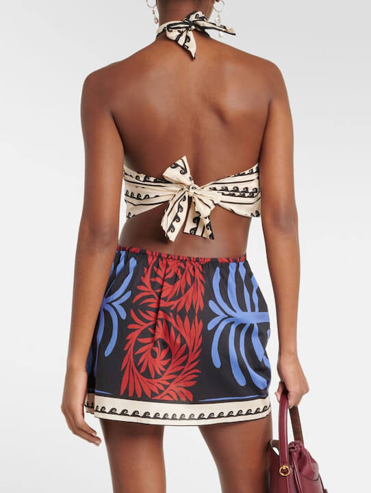 Unique Summer Print Halter Neck Mini Dress-Massicos
