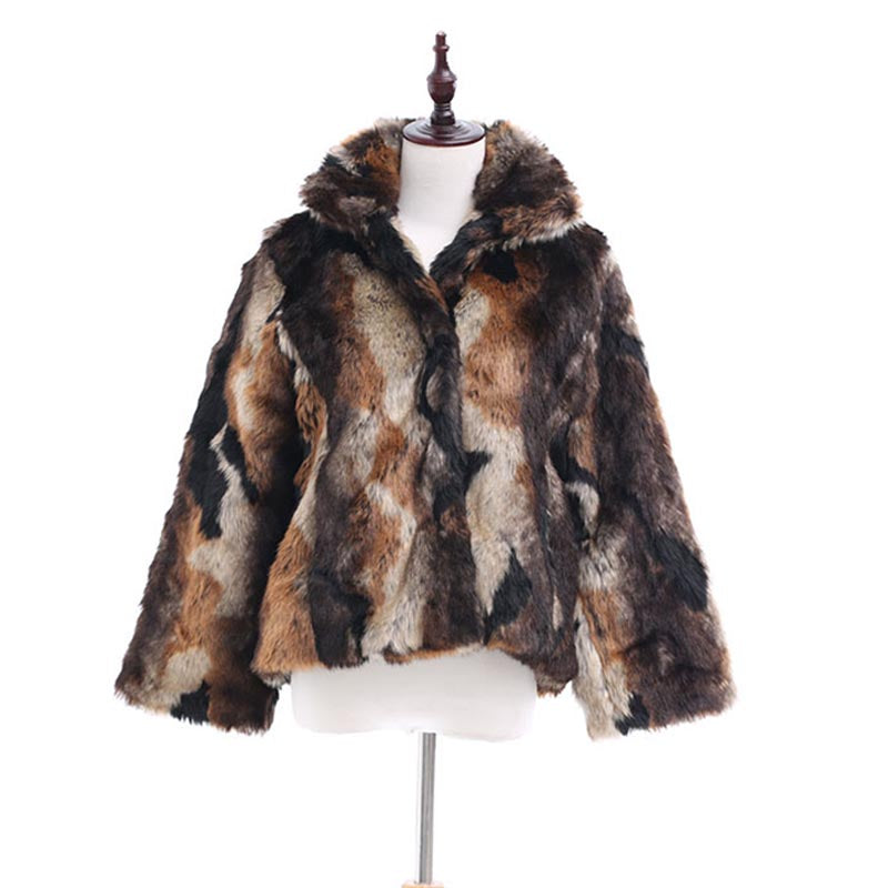 Mock neck winter short faux fur coats-Massicos