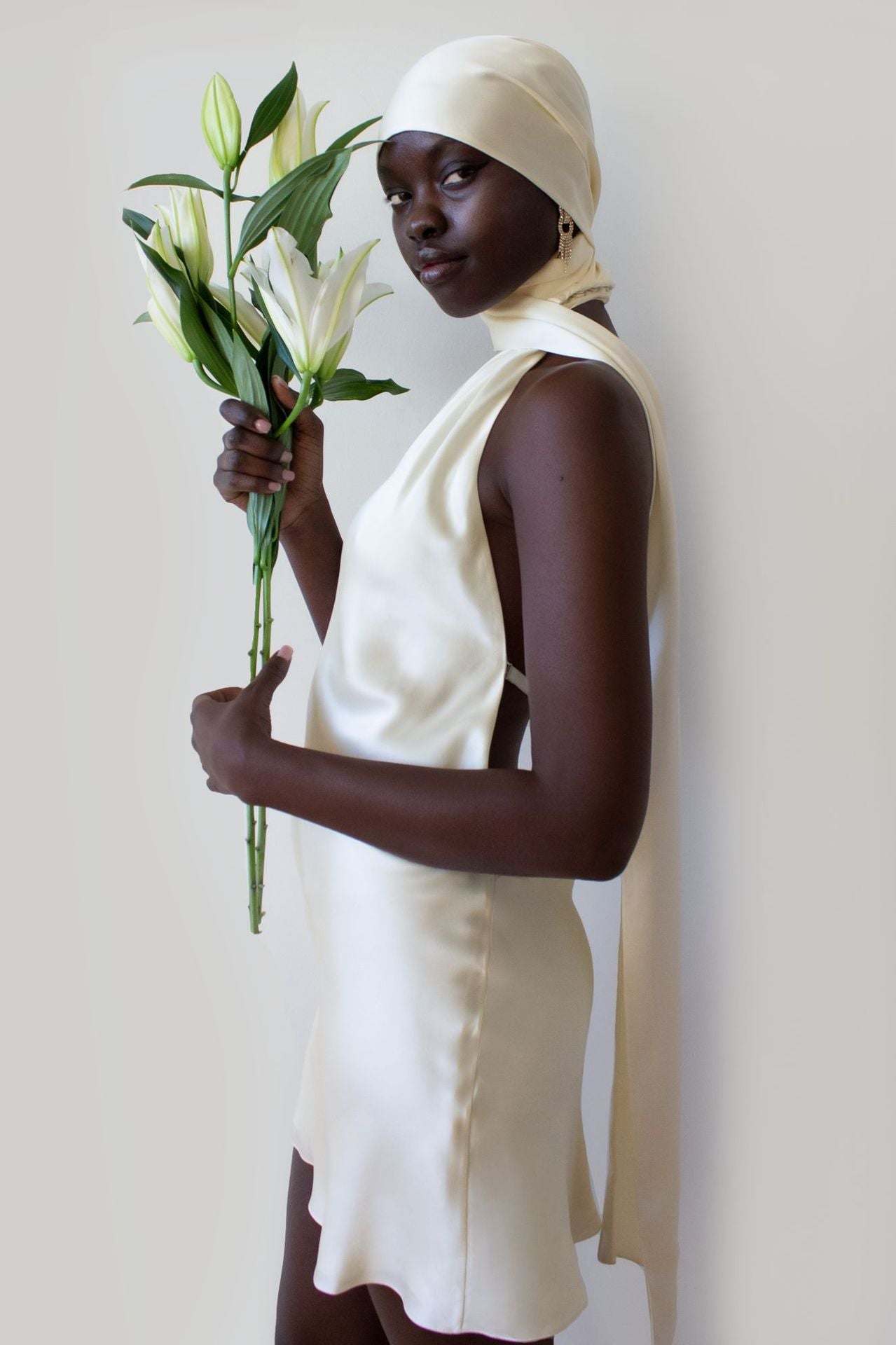 Backless Halter Satin Mini Dress-ROVOLE