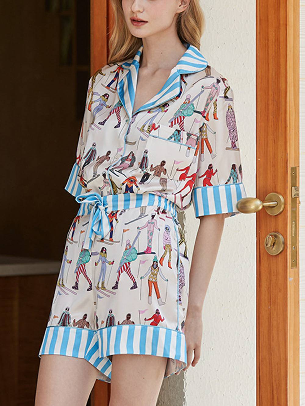 Ski Sports Print Pajama Set-Massicos