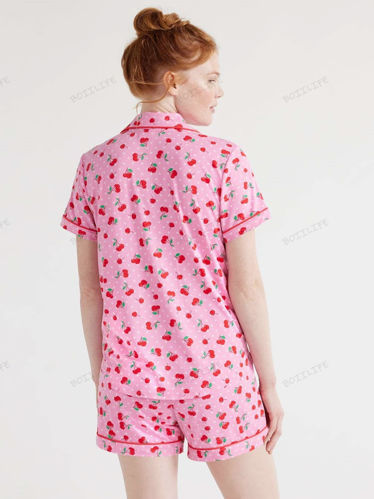 Casual Floral Print Loungewear Shirt & Shorts Cardigan Set-Massicos