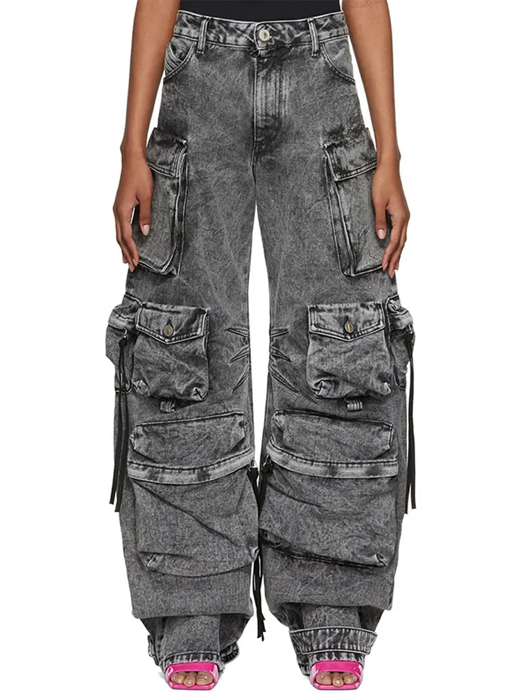 Street Style Cargo Denim-Massicos