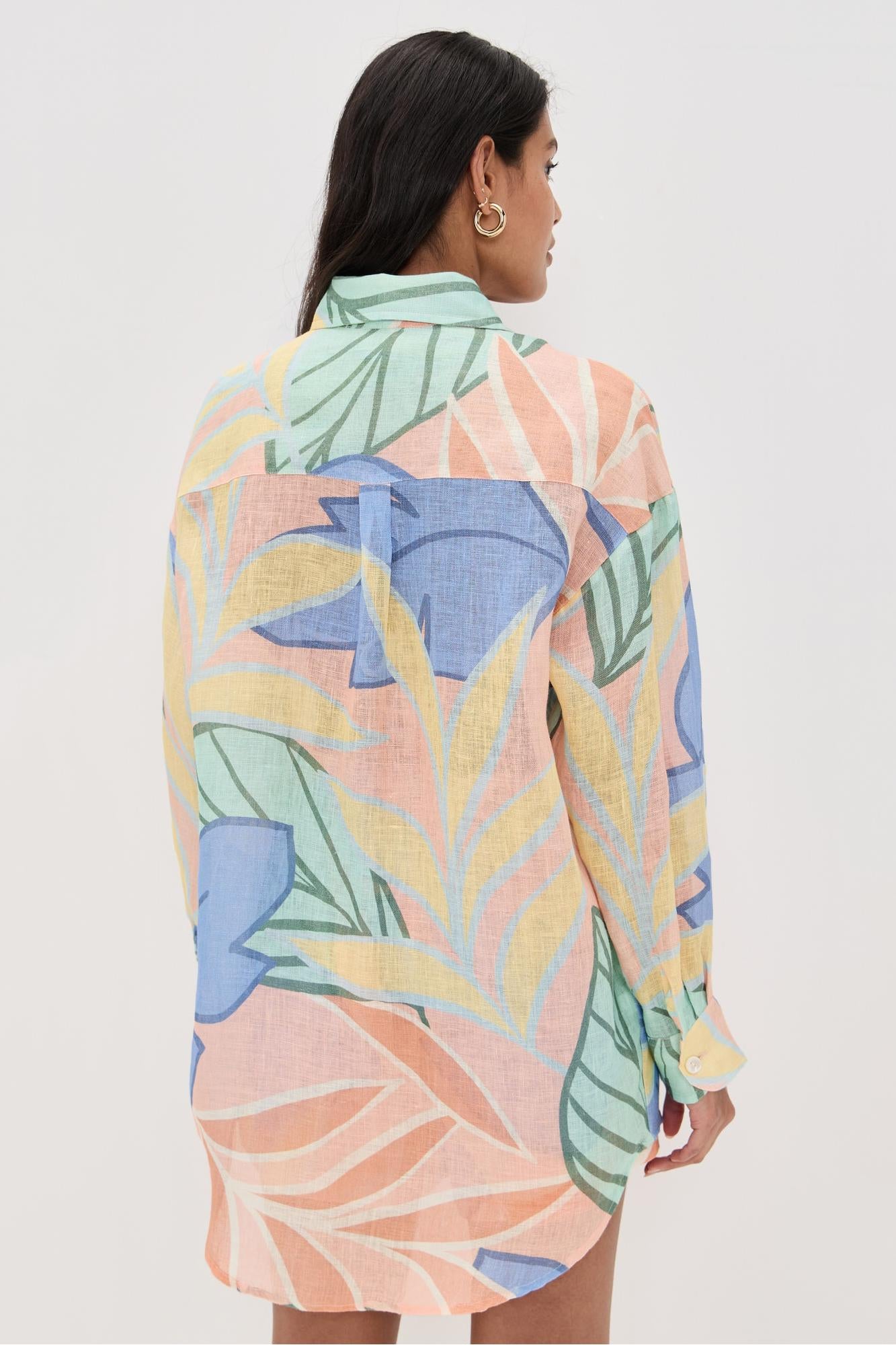 Playa Boyfriend Tropical Leaf Printed Short Set-ROVOLE