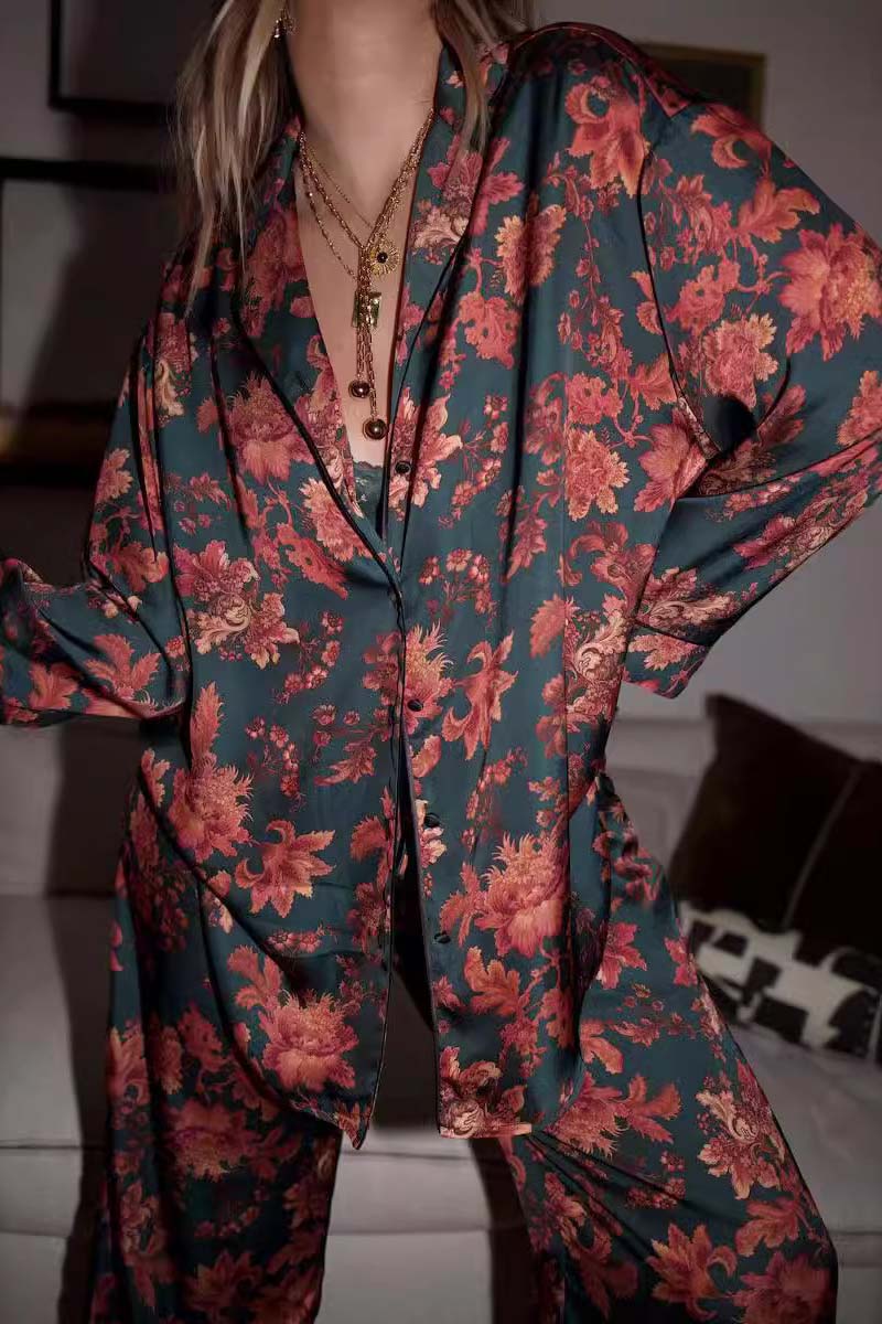 Floral Satin Pajama Set-ROVOLE
