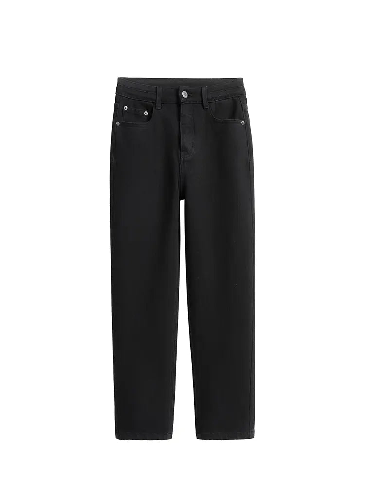 Black High-Waist Cigarette Jeans-Massicos