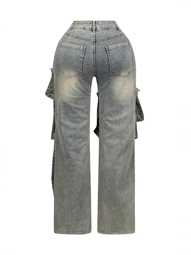 Detachable High-Waist Denim Pants-Massicos