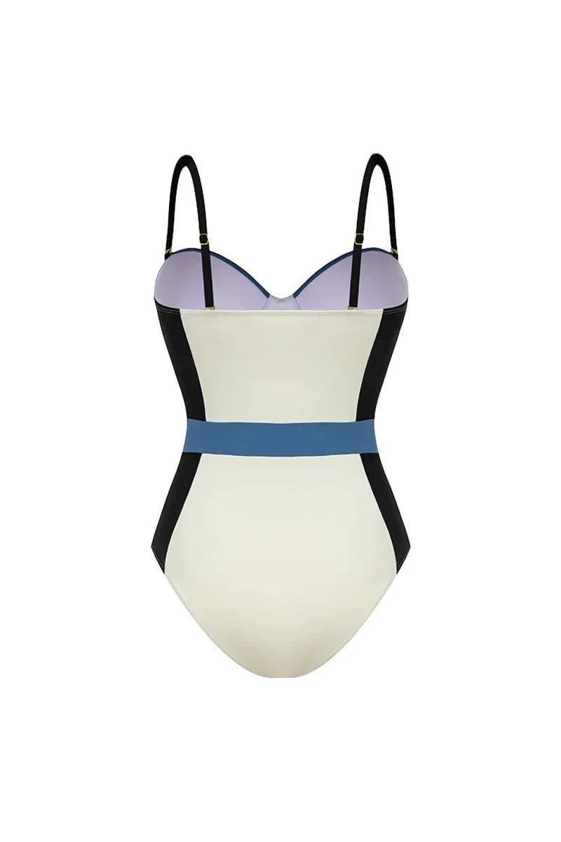 Colorblock Structured One Piece Swimsuit-ROVOLE