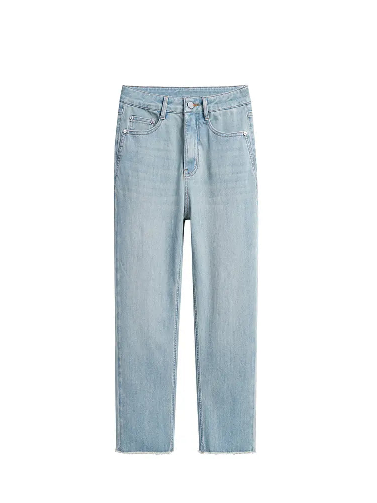 Light Blue Slim Straight Jeans-Massicos