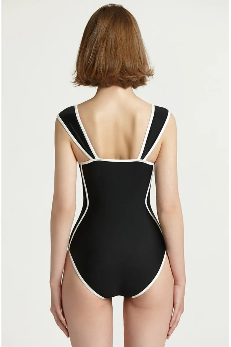 Colorblock Korean Style Sweetheart Swimsuit-ROVOLE