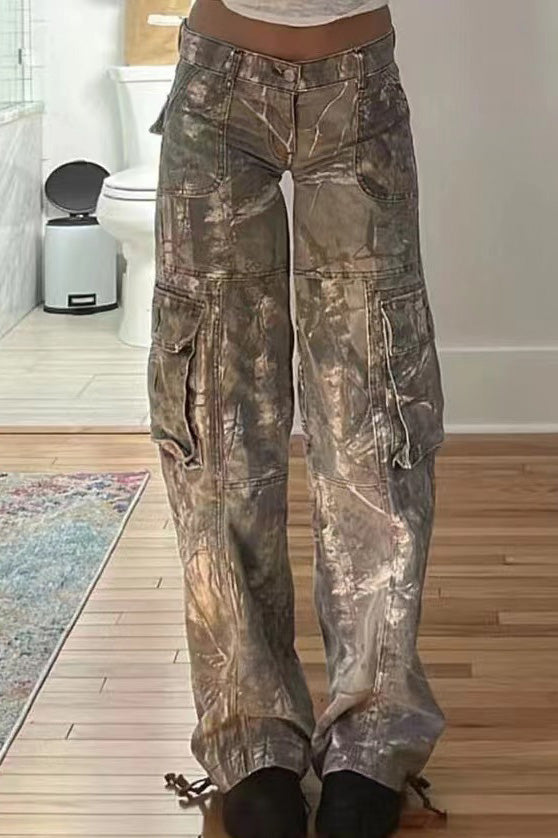 Camouflage Low-Waist Cargo-ROVOLE
