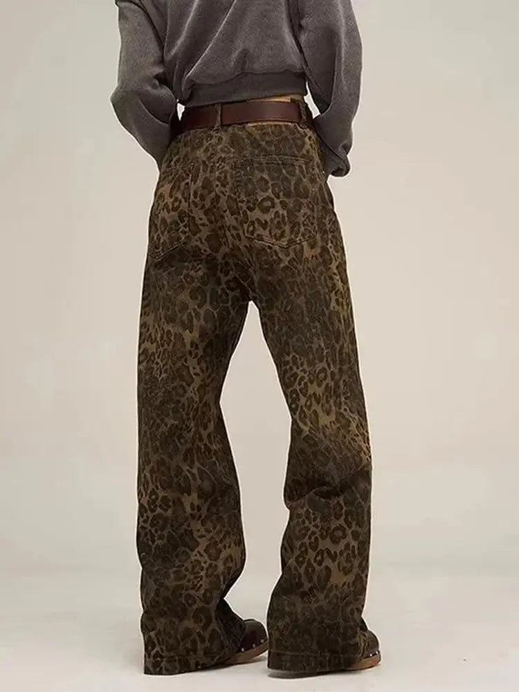 Vintage Leopard Print Jeans-Massicos