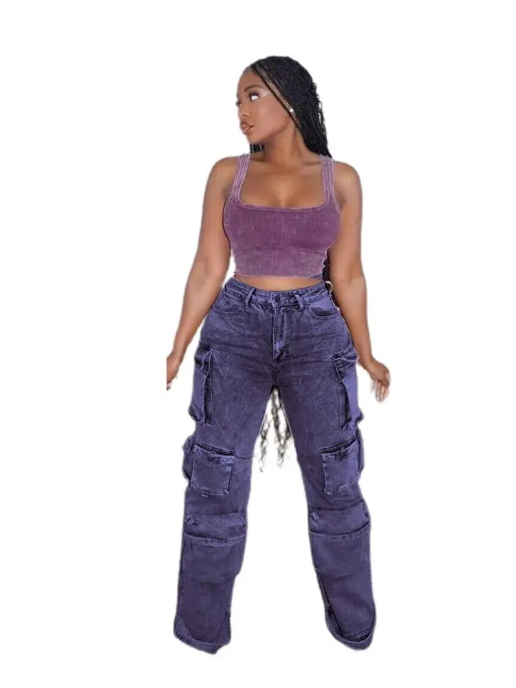 Street Style Cargo Jeans-Massicos
