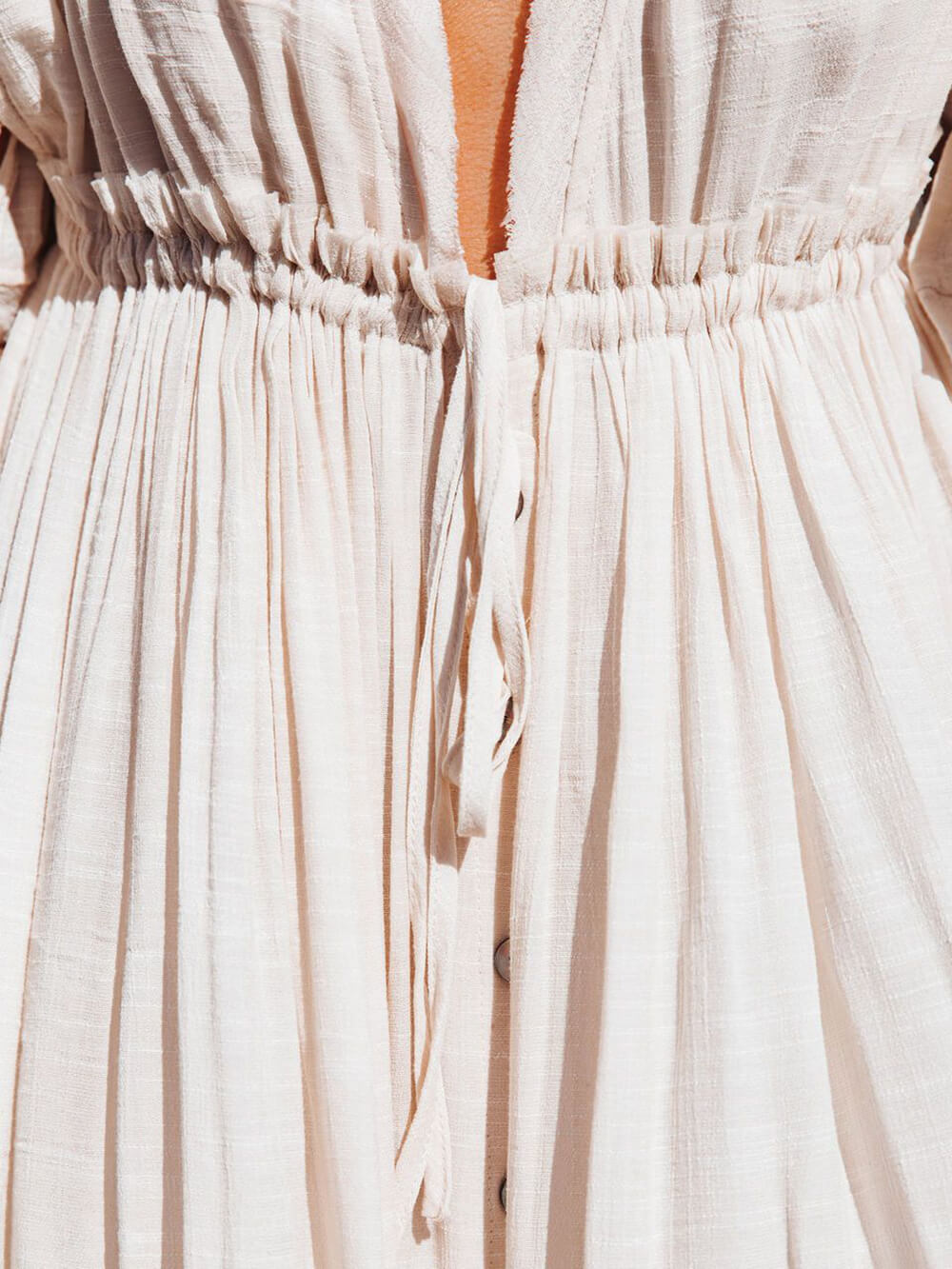 Button Cotton Linen Perfect Beach Boho Maxi Dress-Massicos