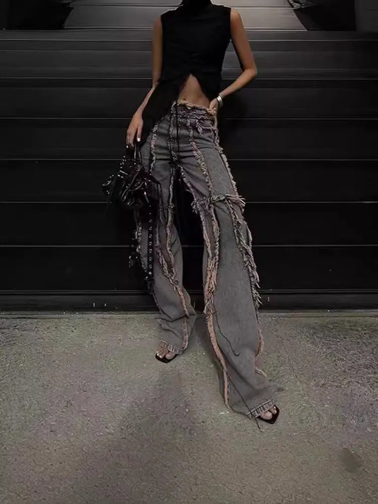 Trendy Retro Denim Pants-Massicos