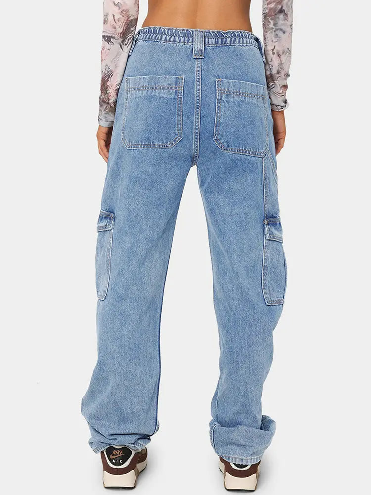Versatile Elastic Denim Work Pants-Massicos