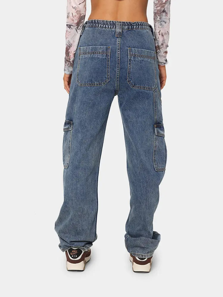 Versatile Elastic Denim Work Pants-Massicos