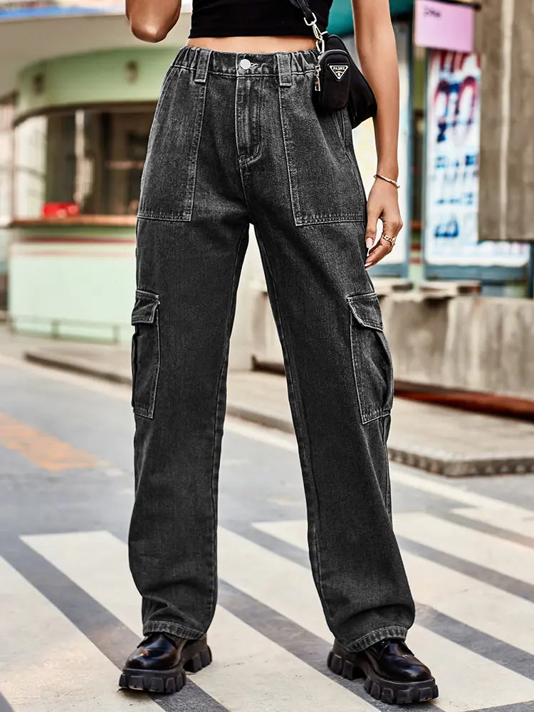 Loose-Fit Denim Side Pocket Trousers-Massicos