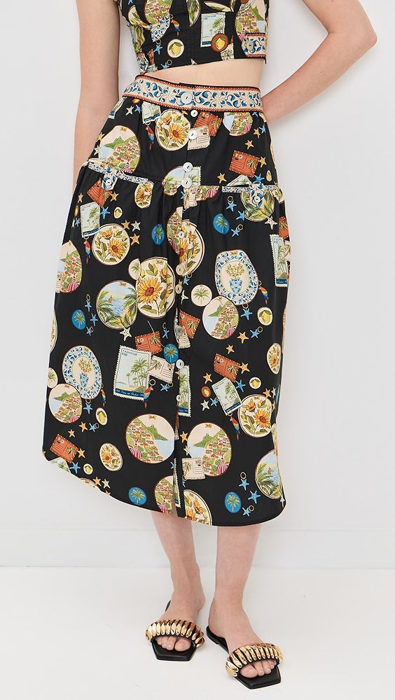 Trip Souvenir Black Mixed Buttons Midi Dress Set-Massicos