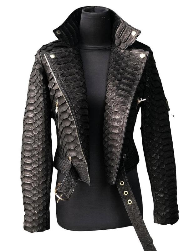 Dark Grey Crocodile Embossed Leather Jacket-Massicos