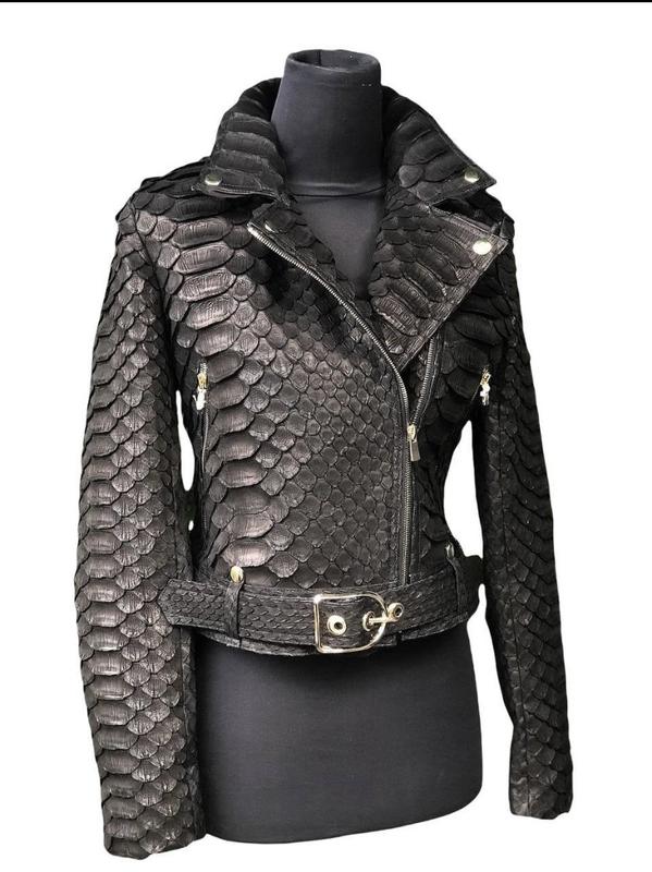 Dark Grey Crocodile Embossed Leather Jacket-Massicos