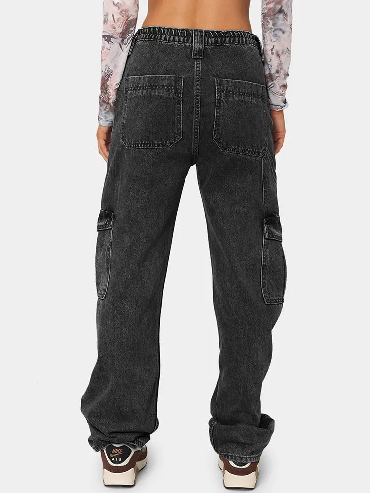 Versatile Elastic Denim Work Pants-Massicos