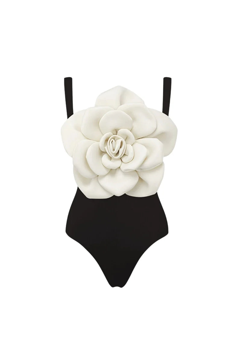 Floral Accent One-Piece Swimsuit Set-ROVOLE